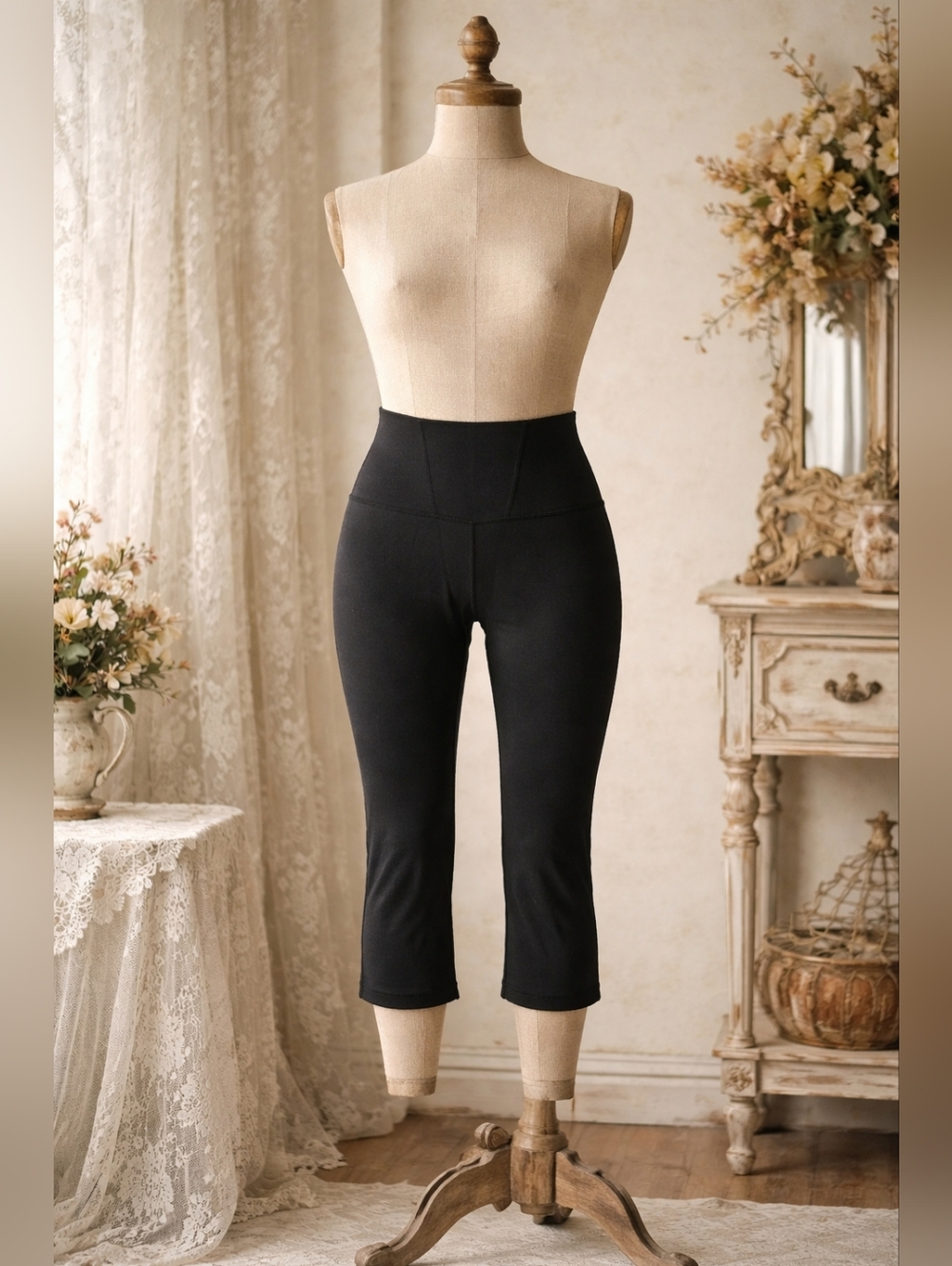 Lululemon Wunder Under Crop Low Rise Luon Black Leggings Size 4